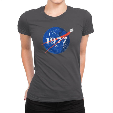 1977 - Womens Premium T-Shirts RIPT Apparel Small / Heavy Metal