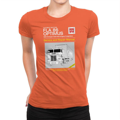 1984 Cab Repair Manual Exclusive - Shirtformers - Womens Premium T-Shirts RIPT Apparel Small / Classic Orange