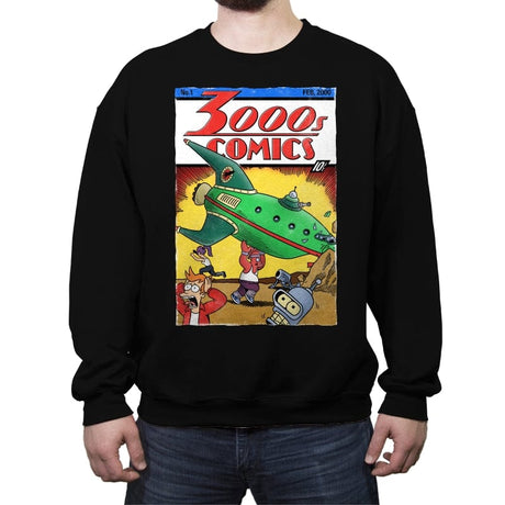 3000s Comics - Crew Neck Sweatshirt Crew Neck Sweatshirt RIPT Apparel Small / Black