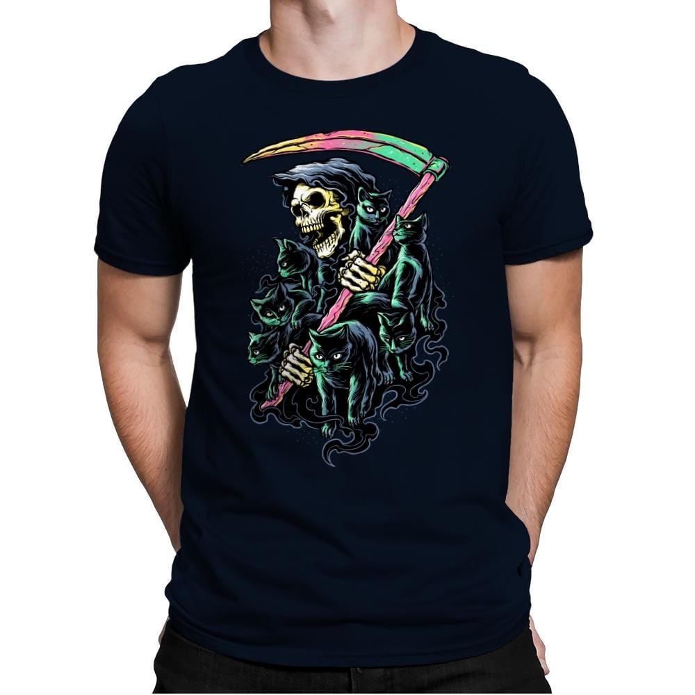 7 Deathly Cats - Mens Premium T-Shirts RIPT Apparel Small / Midnight Navy