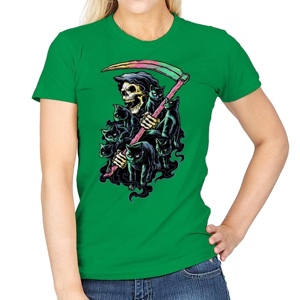 7 Deathly Cats - Womens T-Shirts RIPT Apparel Small / Irish Green