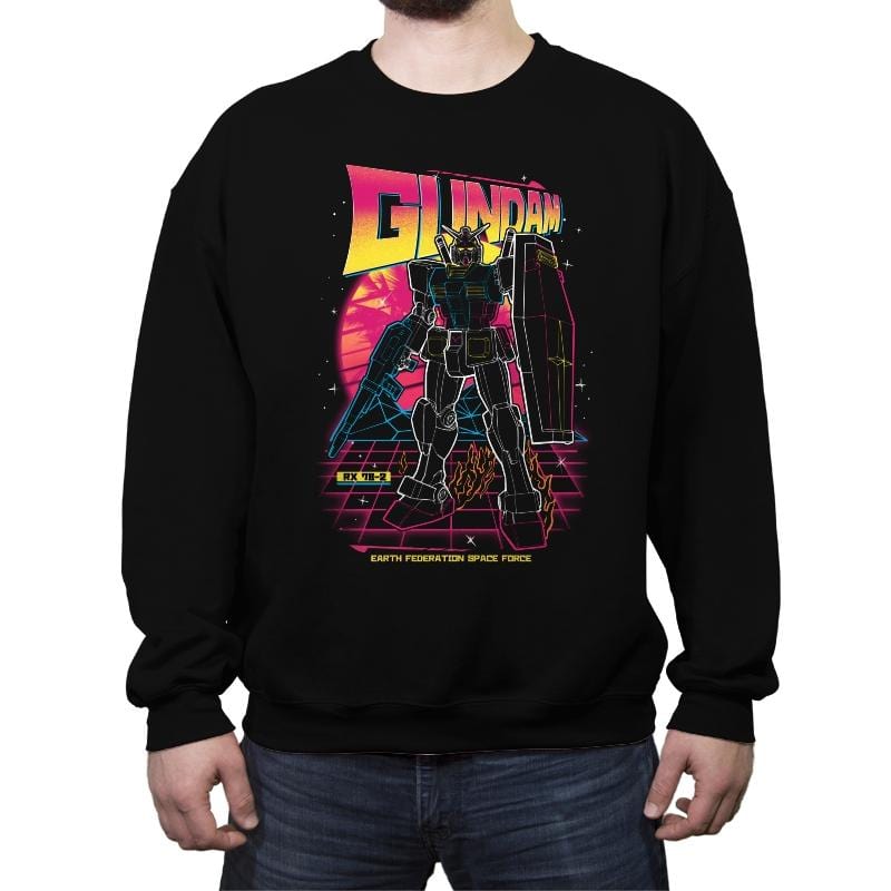 80s Retro RX 78-2 Gundam - Crew Neck Sweatshirt Crew Neck Sweatshirt RIPT Apparel Small / Black