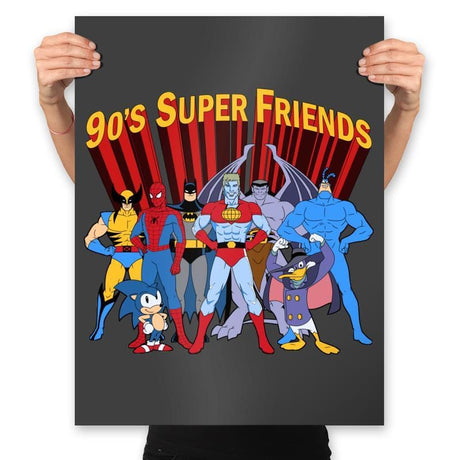 90's Super Friends - Prints Posters RIPT Apparel 18x24 / Charcoal