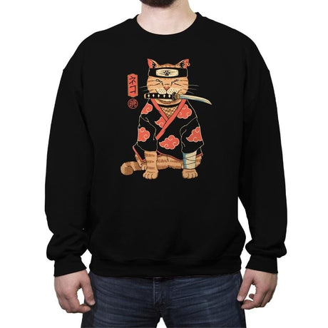 A Cat Suki - Crew Neck Sweatshirt Crew Neck Sweatshirt RIPT Apparel Small / Black