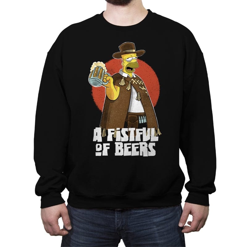 A Fistful of Beers - Crew Neck Sweatshirt Crew Neck Sweatshirt RIPT Apparel Small / Black