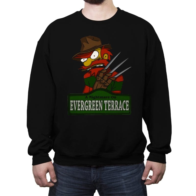 A Nightmare on Evergreen Terrace - Crew Neck Sweatshirt Crew Neck Sweatshirt RIPT Apparel Small / Black