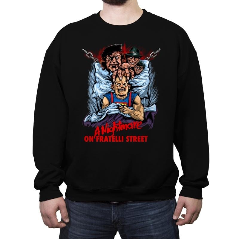 A Nightmare on Fratelli Street - Crew Neck Sweatshirt Crew Neck Sweatshirt RIPT Apparel Small / Black