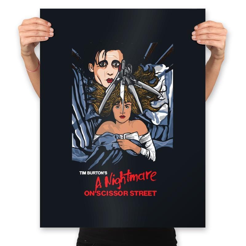 A Nightmare On Scissor Street - Prints Posters RIPT Apparel 18x24 / Black