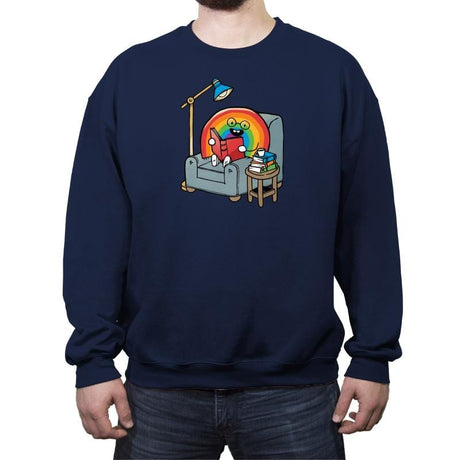 A Rainbow Reading - Crew Neck Sweatshirt Crew Neck Sweatshirt RIPT Apparel Small / Navy