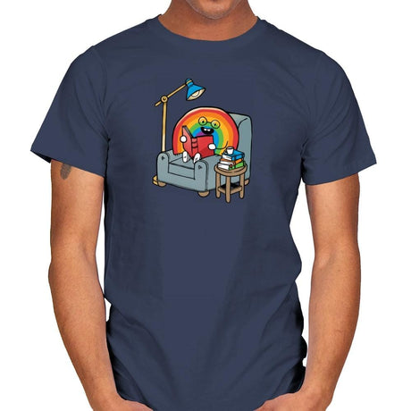 A Rainbow Reading - Mens T-Shirts RIPT Apparel Small / Navy