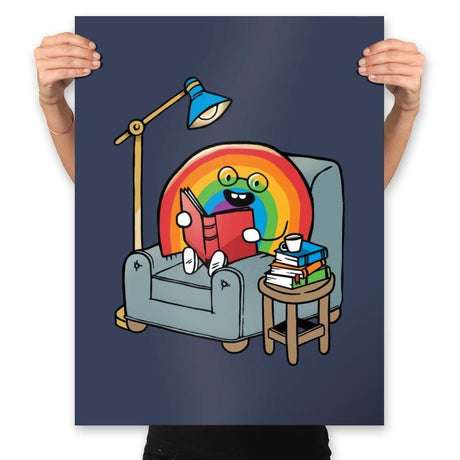 A Rainbow Reading - Prints Posters RIPT Apparel 18x24 / Navy