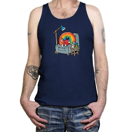 A Rainbow Reading - Tanktop Tanktop RIPT Apparel X-Small / Navy