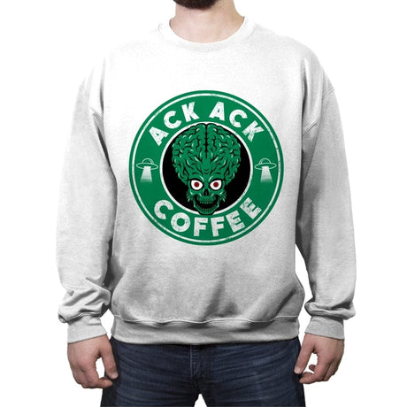 Ack Ack Coffee - Crew Neck Sweatshirt Crew Neck Sweatshirt RIPT Apparel Small / White