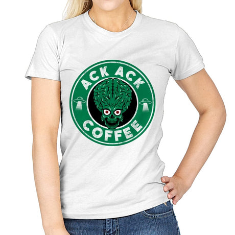 Ack Ack Coffee - Womens T-Shirts RIPT Apparel Small / White