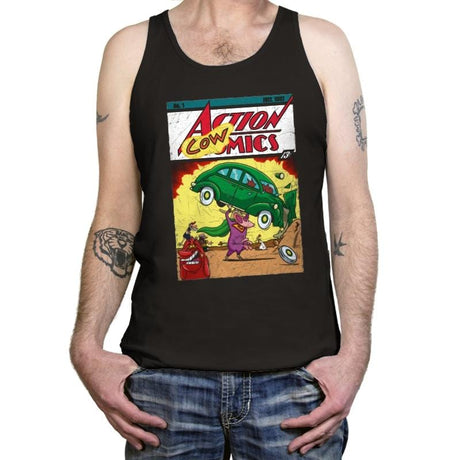 Action Cowmics - Tanktop Tanktop RIPT Apparel X-Small / Black