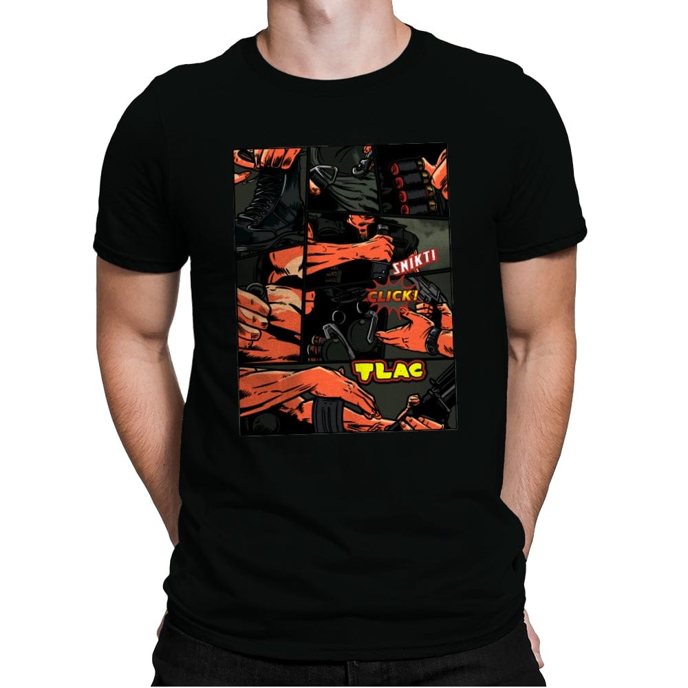 Action Flick - Mens Premium T-Shirts RIPT Apparel Small / Black