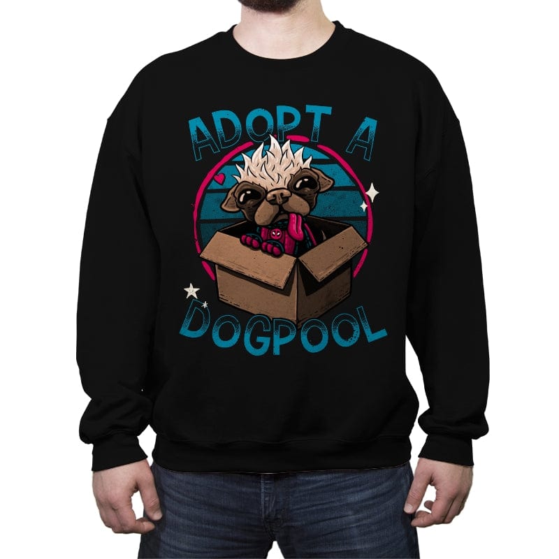 Adopt a Dogpool - Crew Neck Sweatshirt Crew Neck Sweatshirt RIPT Apparel Small / Black