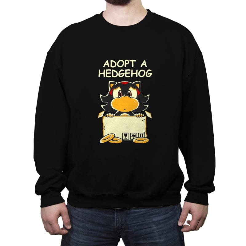 Adopt A Hedgehog - Crew Neck Sweatshirt Crew Neck Sweatshirt RIPT Apparel Small / Black