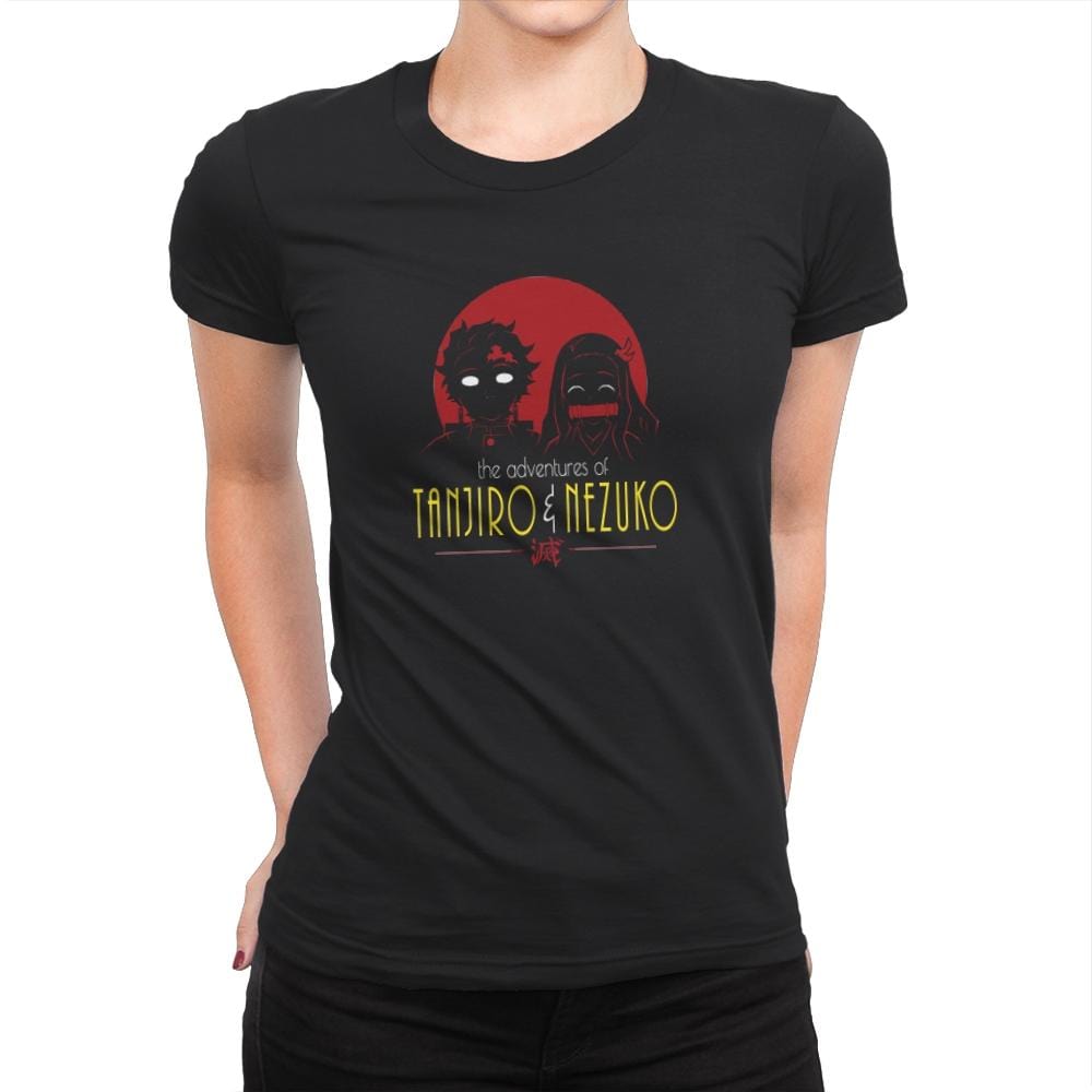 Adventures of Tanjiro & Nezuko - Womens Premium T-Shirts RIPT Apparel Small / Black