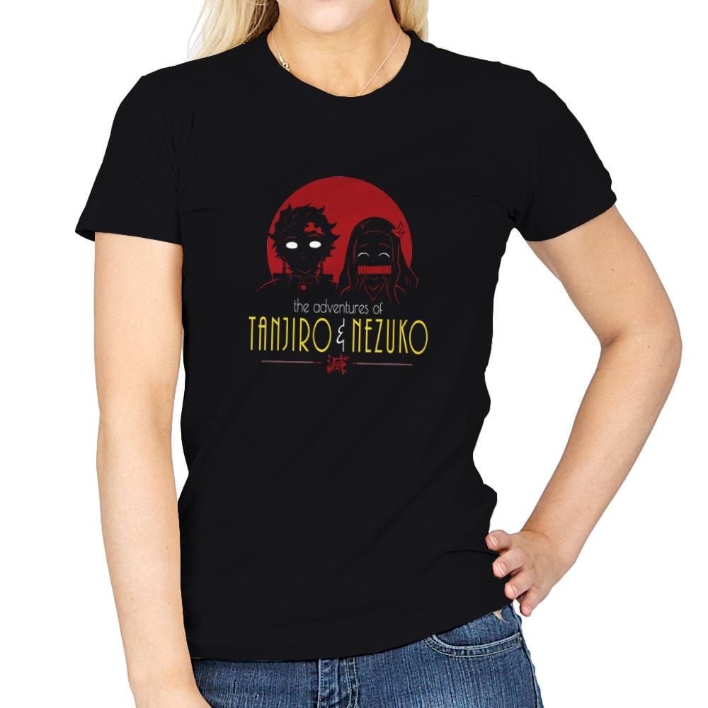 Adventures of Tanjiro & Nezuko - Womens T-Shirts RIPT Apparel Small / Black