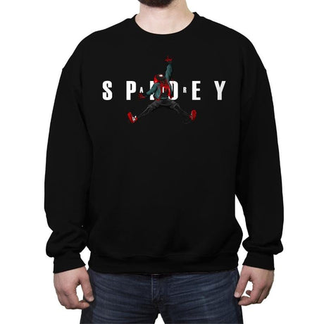 Air Spidey - Anytime - Crew Neck Sweatshirt Crew Neck Sweatshirt RIPT Apparel Small / Black