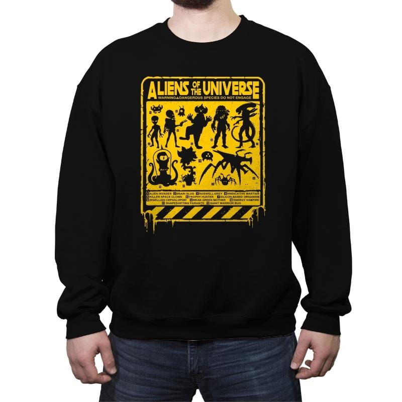 Aliens of the Universe - Crew Neck Sweatshirt Crew Neck Sweatshirt RIPT Apparel Small / Black