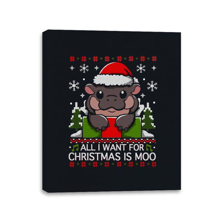 All I Want for Christmas is Moo - Canvas Wraps Canvas Wraps RIPT Apparel 11x14 / Black