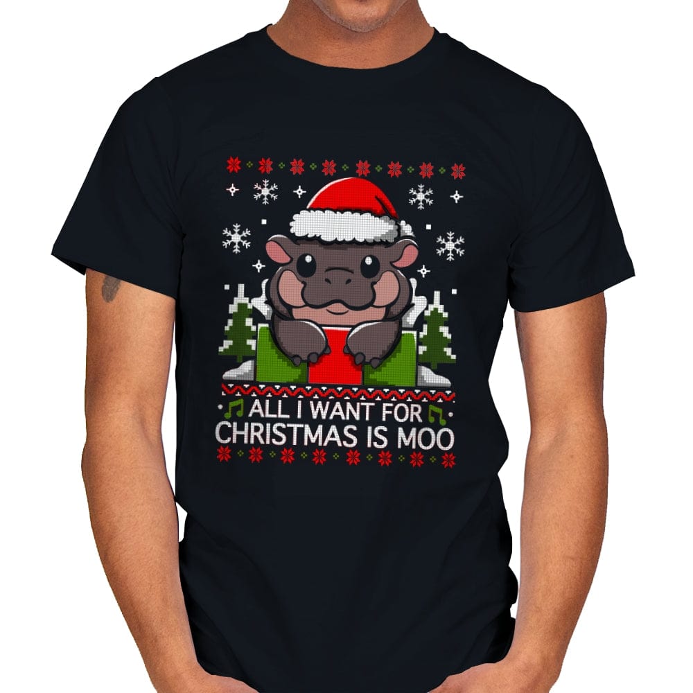 All I Want for Christmas is Moo - Mens T-Shirts RIPT Apparel Small / Black