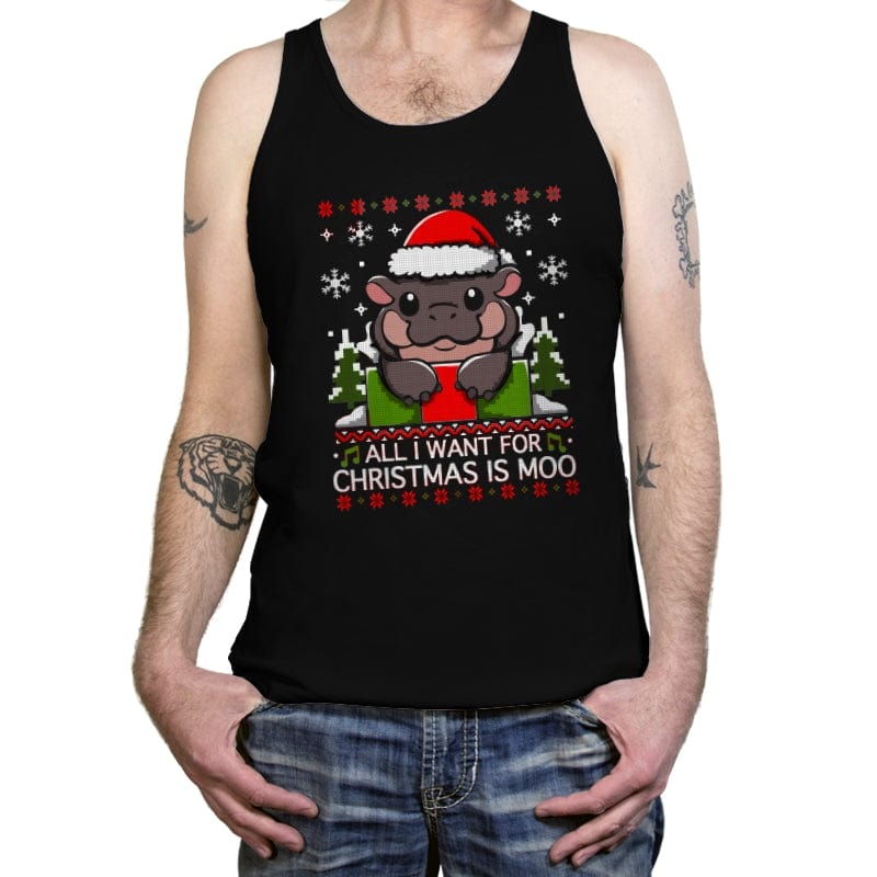 All I Want for Christmas is Moo - Tanktop Tanktop RIPT Apparel X-Small / Black