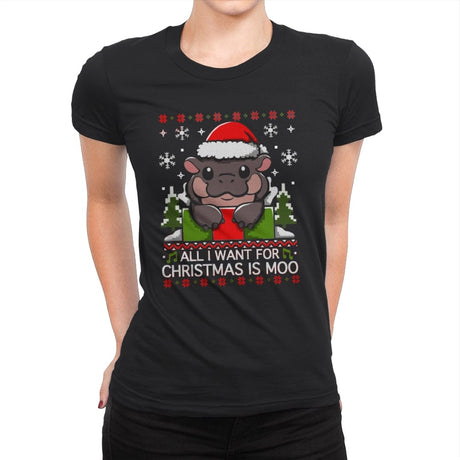 All I Want for Christmas is Moo - Womens Premium T-Shirts RIPT Apparel Small / Black