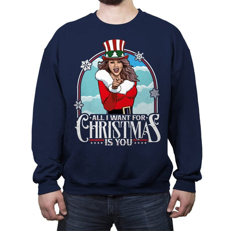 All I Want For Christmas Is You! - Crew Neck Sweatshirt Crew Neck Sweatshirt RIPT Apparel Small / Navy