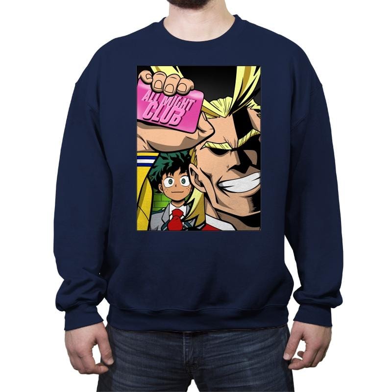 All Might Club - Crew Neck Sweatshirt Crew Neck Sweatshirt RIPT Apparel Small / Navy