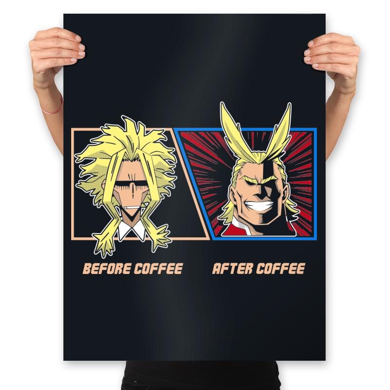 All Might Coffee - Prints Posters RIPT Apparel 18x24 / Black