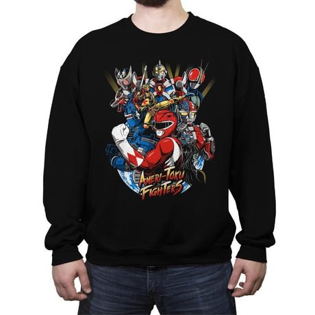 Ameri-Toku Fighters - Crew Neck Sweatshirt Crew Neck Sweatshirt RIPT Apparel Small / Black