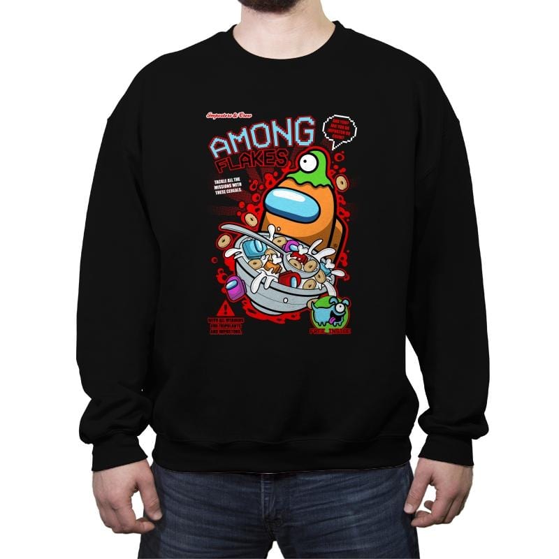 Among Flakes - Crew Neck Sweatshirt Crew Neck Sweatshirt RIPT Apparel Small / Black