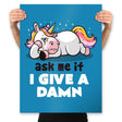 Ask Me If I Give a Damn - Prints Posters RIPT Apparel 18x24 / Sapphire