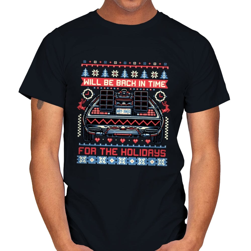 Back in Time for the Holidays - Mens T-Shirts RIPT Apparel Small / Black