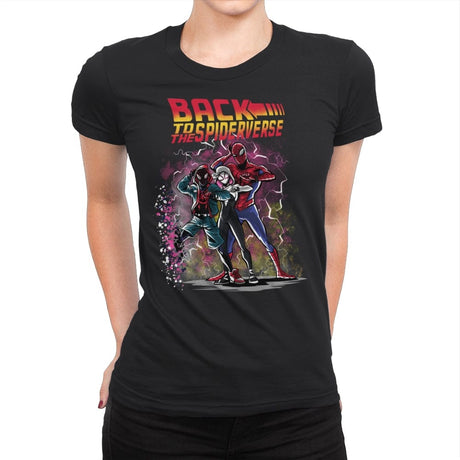 Back to the Spiderverse - Shirt Club - Womens Premium T-Shirts RIPT Apparel Small / Black