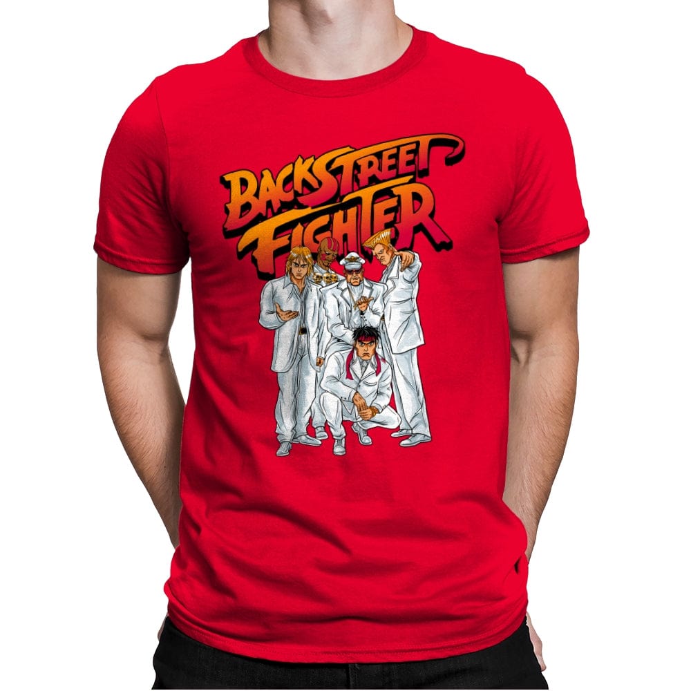 Backstreet Fighter - Mens Premium T-Shirts RIPT Apparel Small / Red