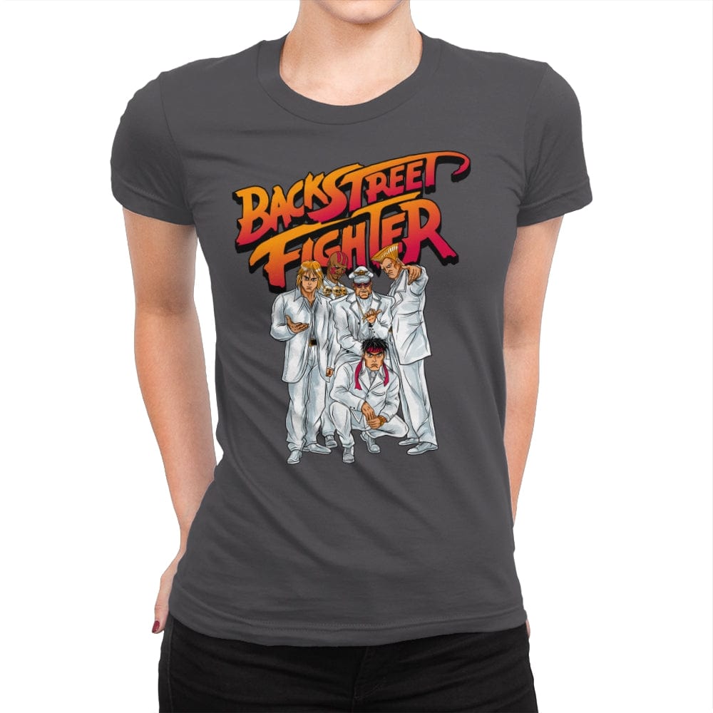 Backstreet Fighter - Womens Premium T-Shirts RIPT Apparel Small / Heavy Metal