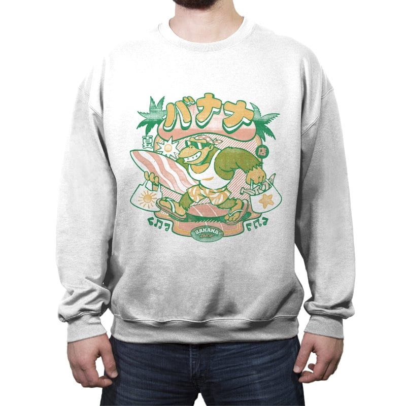 Banana Shop - Crew Neck Sweatshirt Crew Neck Sweatshirt RIPT Apparel Small / White