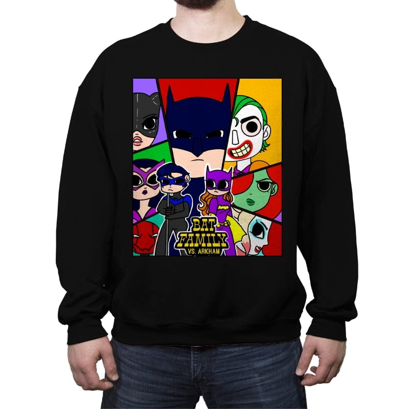 Batfamily vs Arkham - Crew Neck Sweatshirt Crew Neck Sweatshirt RIPT Apparel Small / Black