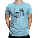 Battle in the Snow Sumi-E - Sumi Ink Wars - Mens Premium T-Shirts RIPT Apparel Small / Light Blue