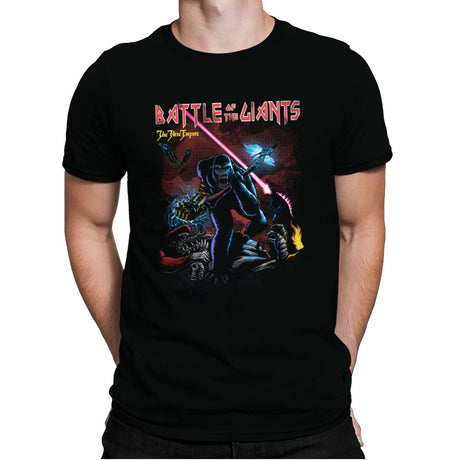 Battle of the Giants - Mens Premium T-Shirts RIPT Apparel Small / Black