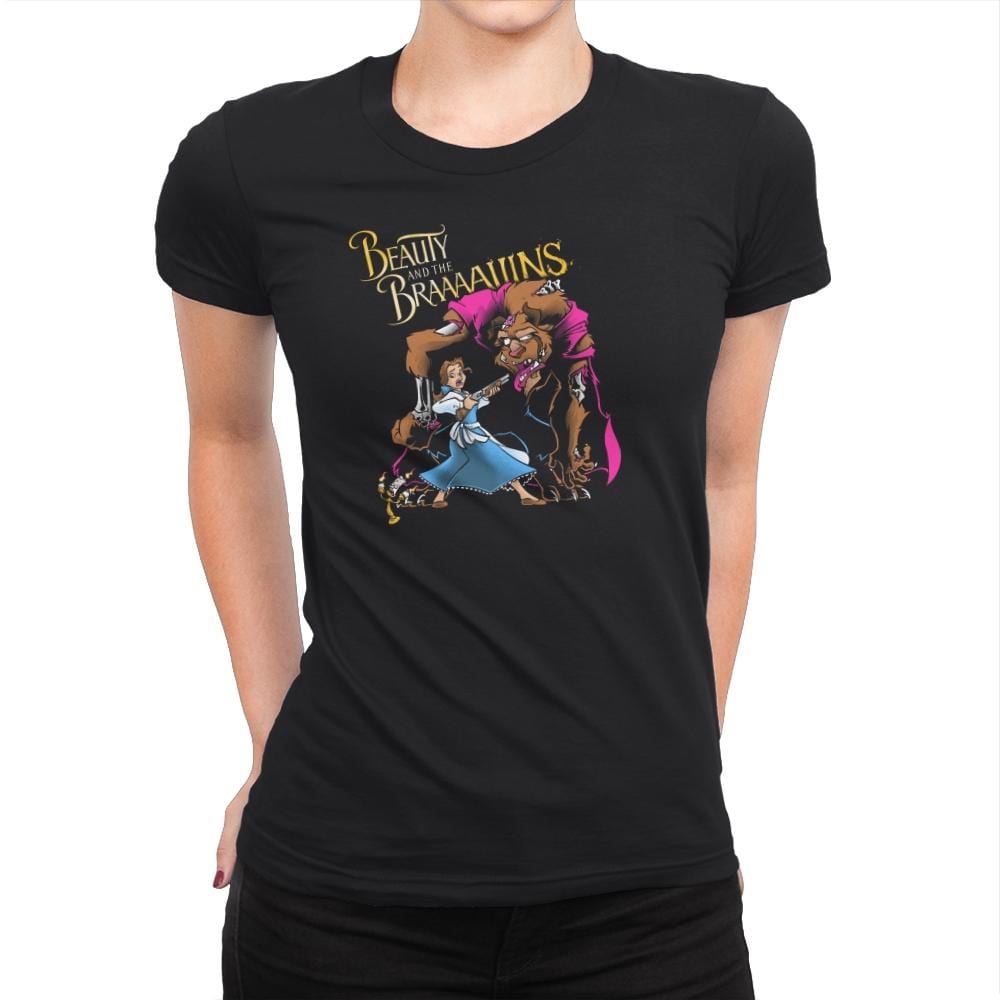 Beauty and the Brains Exclusive - Womens Premium T-Shirts RIPT Apparel Small / Black