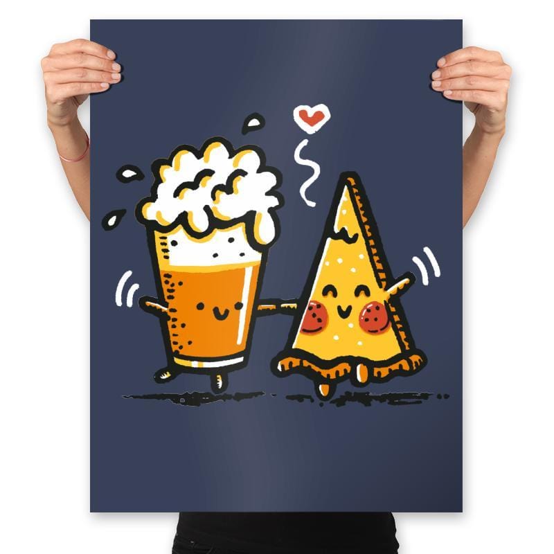 Beer and Pizza - Prints Posters RIPT Apparel 18x24 / Navy