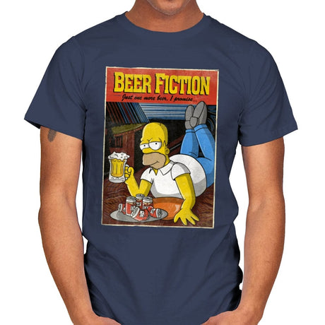 Beer Fiction - Mens T-Shirts RIPT Apparel Small / Navy