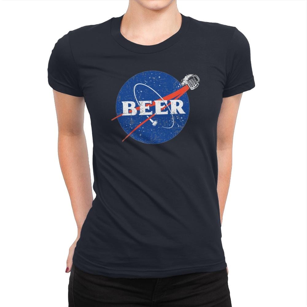 Beers in Space - Womens Premium T-Shirts RIPT Apparel Small / Midnight Navy