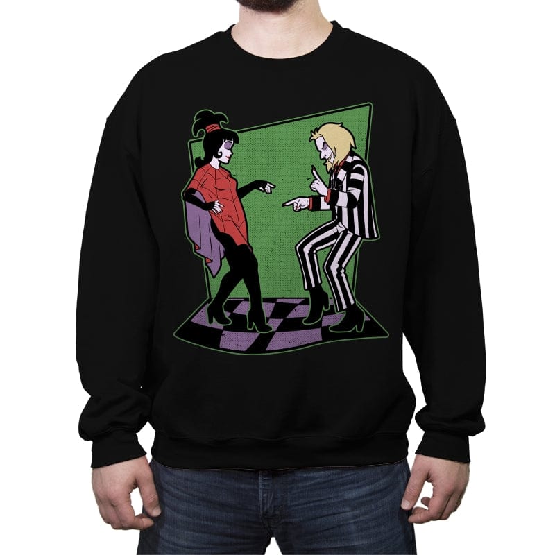 Beetle and Girl Dance - Crew Neck Sweatshirt Crew Neck Sweatshirt RIPT Apparel Small / Black