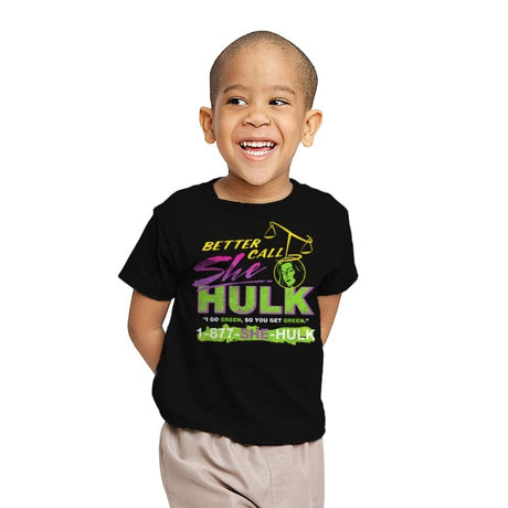 Better Call She Hulk - Youth T-Shirts RIPT Apparel X-small / Black